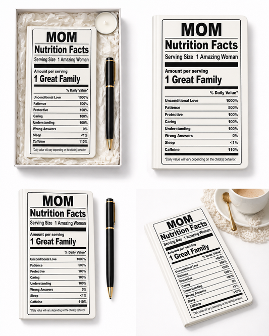 Mom Nutrition Facts Notitieboek – Origineel & Grappig Cadeau voor Moeder